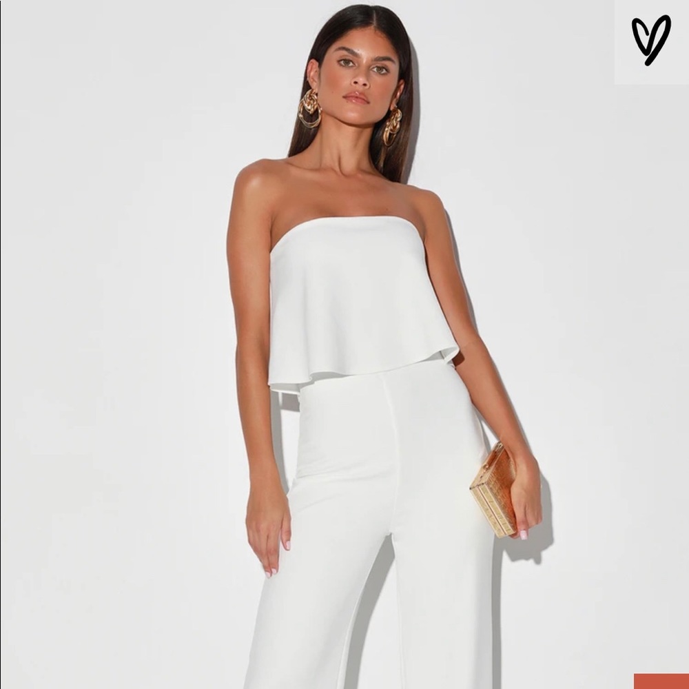 White Strapless Jumpsuit